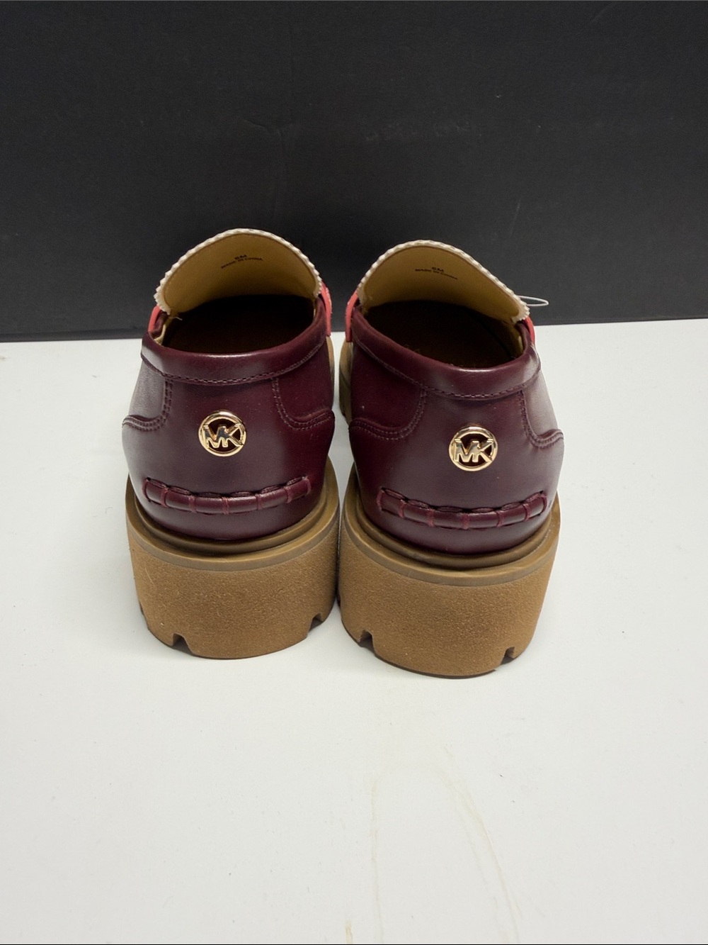 Michael Kors Cream, Burgundy & Pink Leather Loafers - Picture 3 of 6